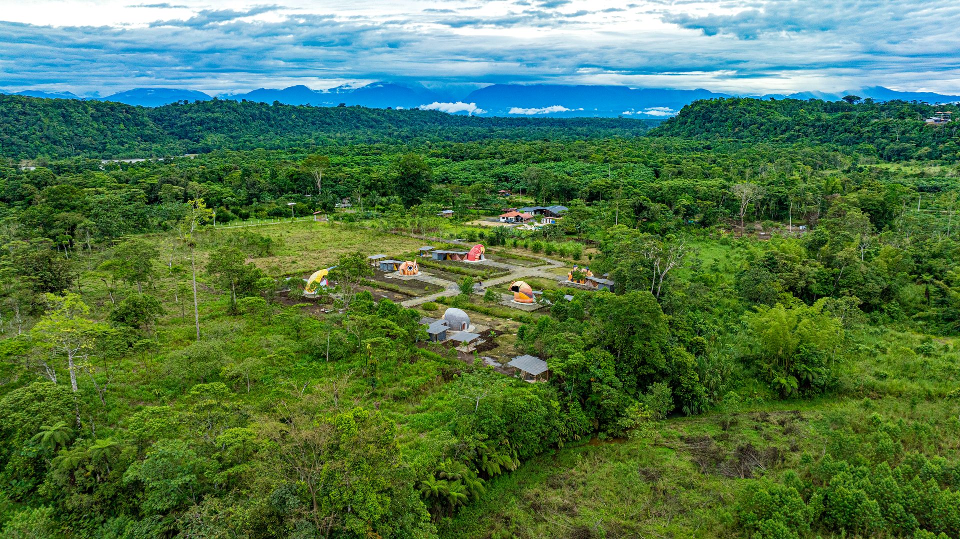 Aerial view of Animal Glamping