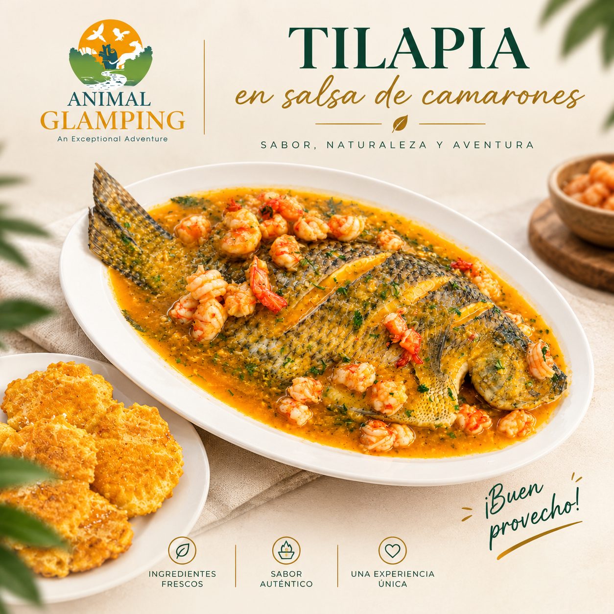 Tilapia en salsa de camarones