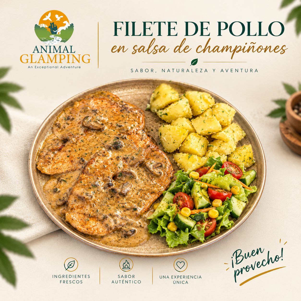 Filete de pollo en salsa de camarones
